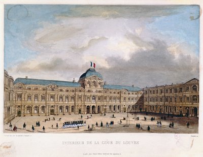 Interior de la Cour Carrée del Louvre, c.1845-40 de C. Gavard